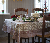 Organic Cotton Tablecloth Persian Paisley - Red, Green & White - PRE ORDER FOR SPRING