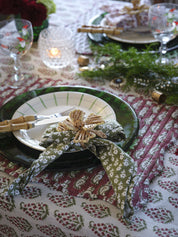 Organic Cotton Quilted Placemat Paisley& Hyacinth - Red & Green - PRE ORDER FOR SPRING