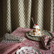 Organic Cotton Tablecloth Snowflake - Red & White - PRE ORDER FOR SPRING