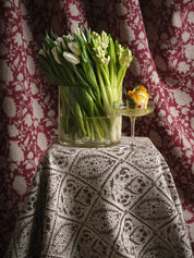 Linen Tablecloth Indian Rose - Red - PRE ORDER FOR SPRING