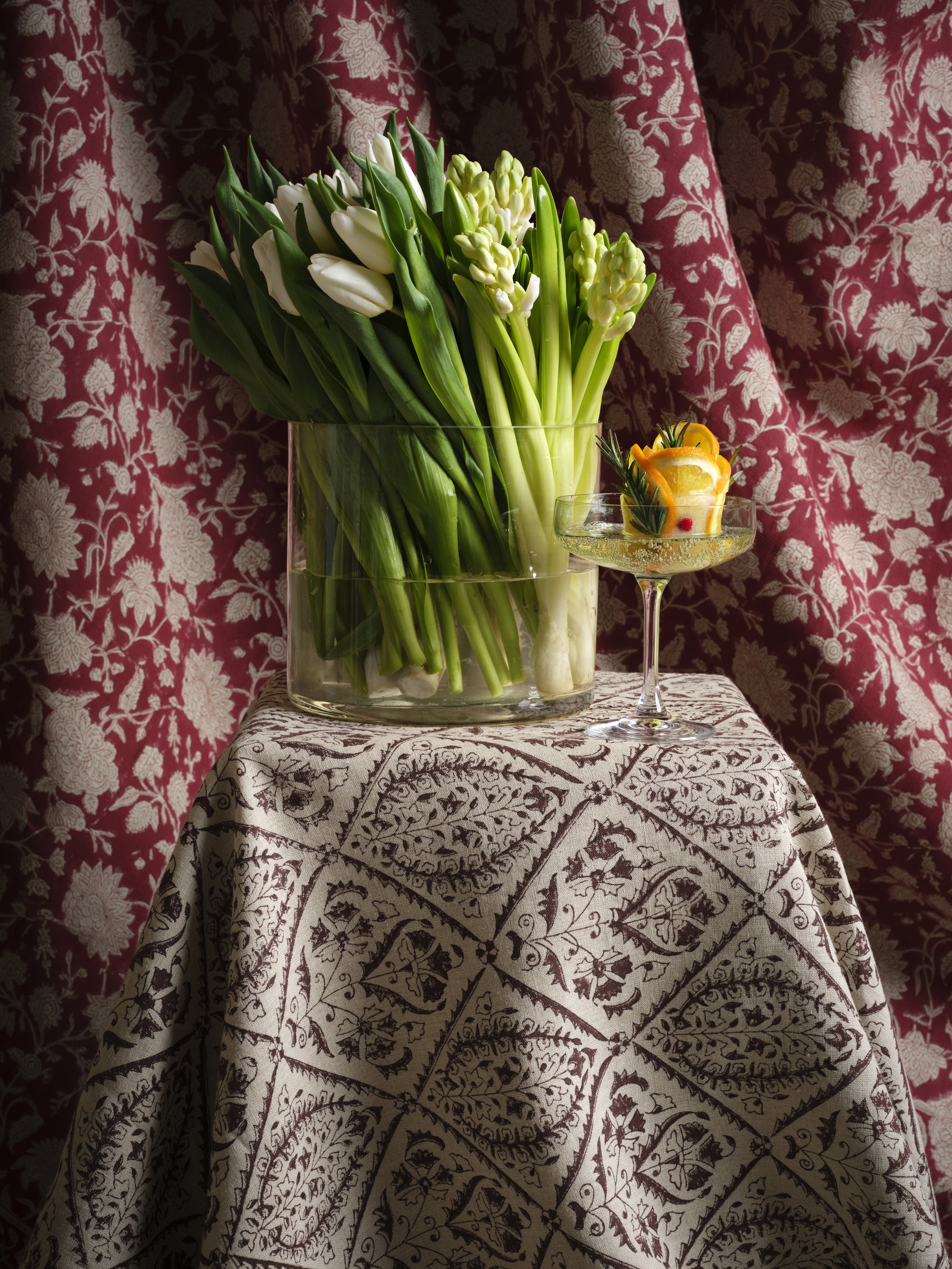 Linen Tablecloth Indian Rose - Red - PRE ORDER FOR SPRING