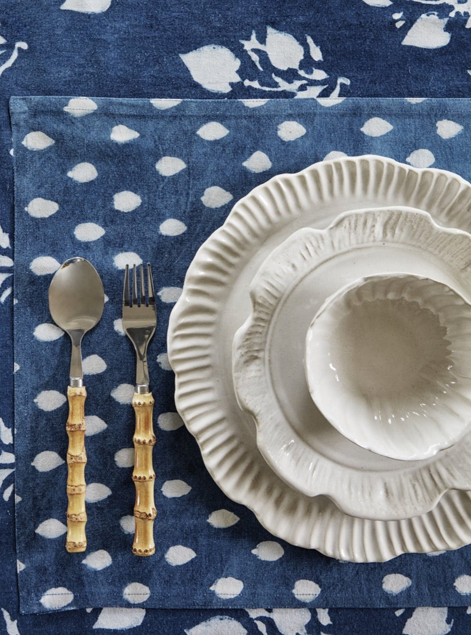 Cotton Placemat Indigo - Drop Design