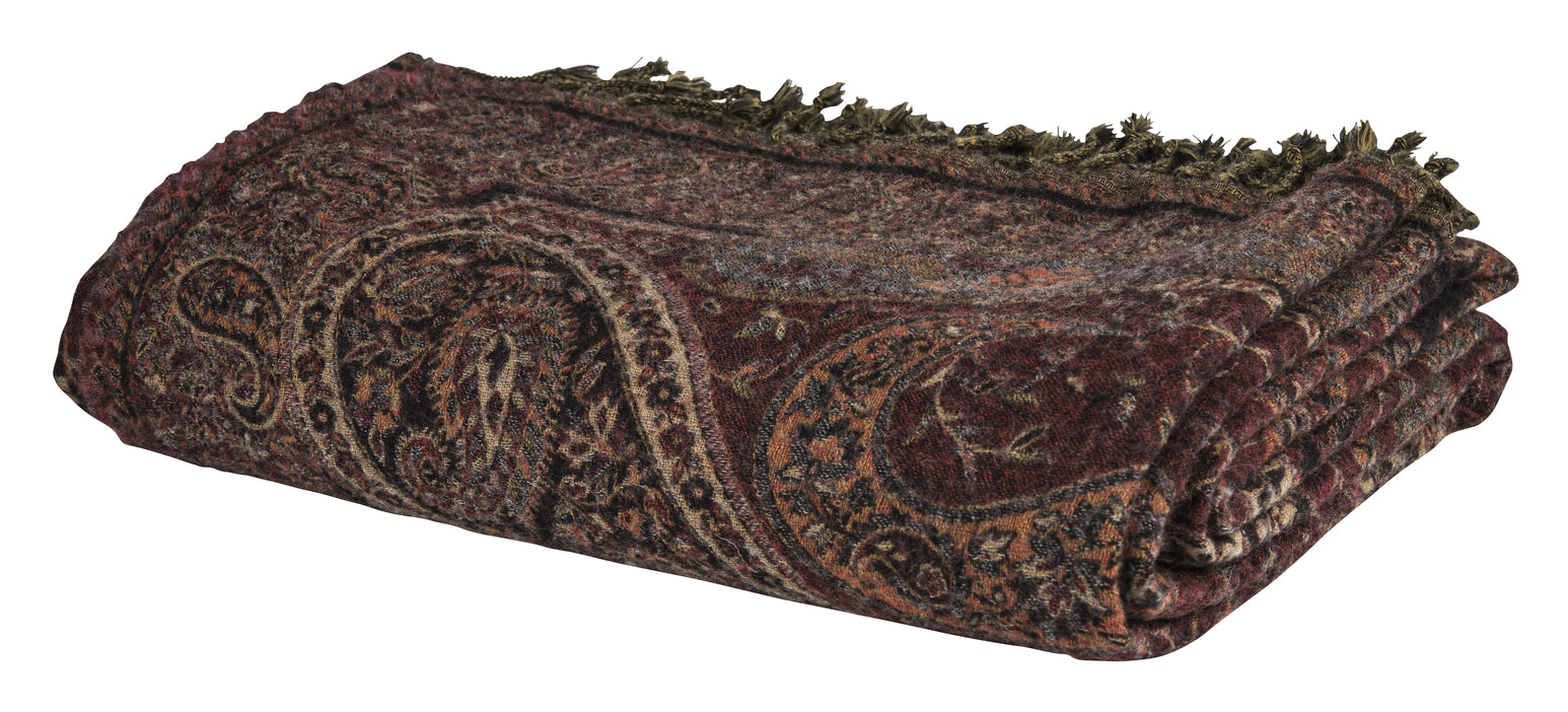 Pure Wool Fringed Throw Paisley