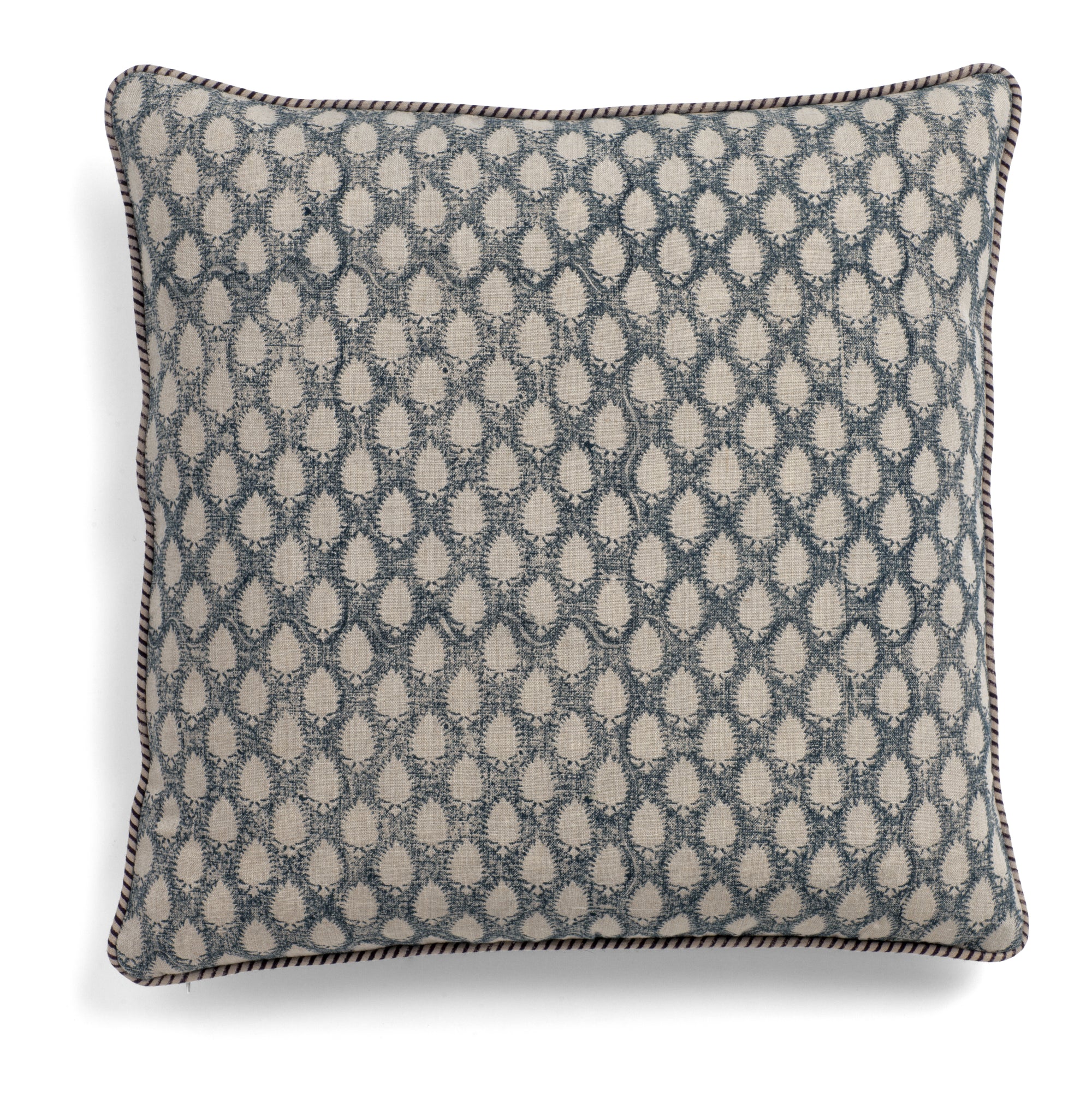 Linen Cushion Cover Cypress Design - Navy Blue