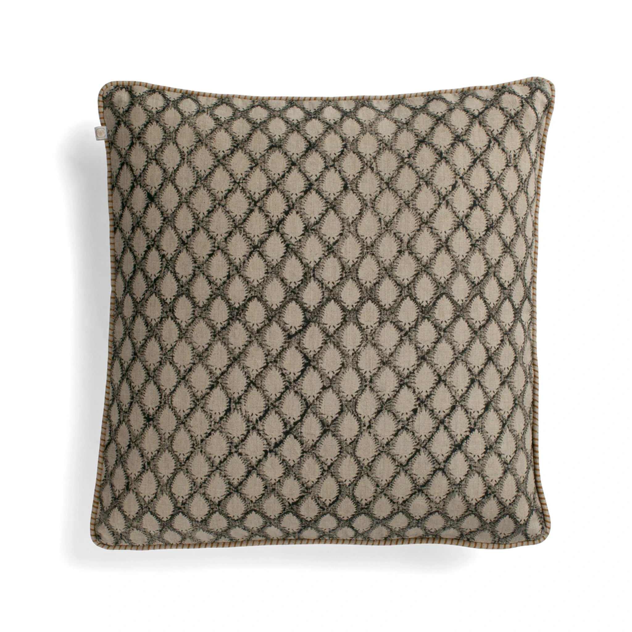 Linen Cushion Cover Cypress Design - Black