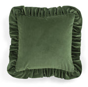 Velvet Cushion Covers with Ruffle - Green
