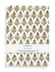 Hand block printed notebook - Red/Green