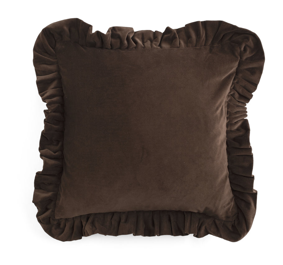 Velvet Cushion Covers with Ruffle - Brown - PRE ORDER NOW FOR SPRING