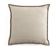 Velvet & Linen Embroidered Edge Cushion Cover - Brown - PRE ORDER NOW FOR SPRING