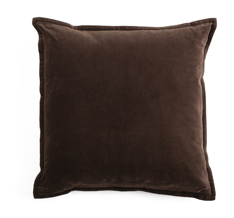 Velvet & Linen Embroidered Edge Cushion Cover - Brown - PRE ORDER NOW FOR SPRING