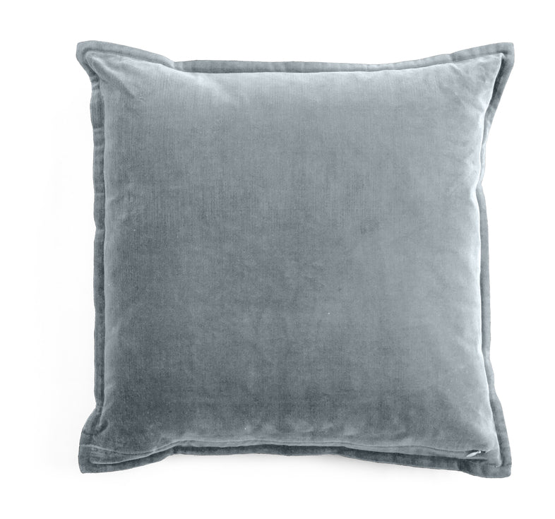 Velvet & Linen Embroidered Edge Cushion Cover - Dusty Blue - PRE ORDER NOW FOR SPRING