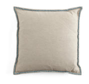 Velvet & Linen Embroidered Edge Cushion Cover - Dusty Blue - PRE ORDER NOW FOR SPRING