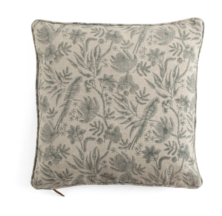Linen Cushion Cover Parrot - Blue - PRE ORDER FOR SPRING