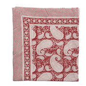 Cotton Tablecloth Big Paisley Design - Red