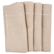 Deluxe Linen Napkin with Embroidered Edge - Natural Beige