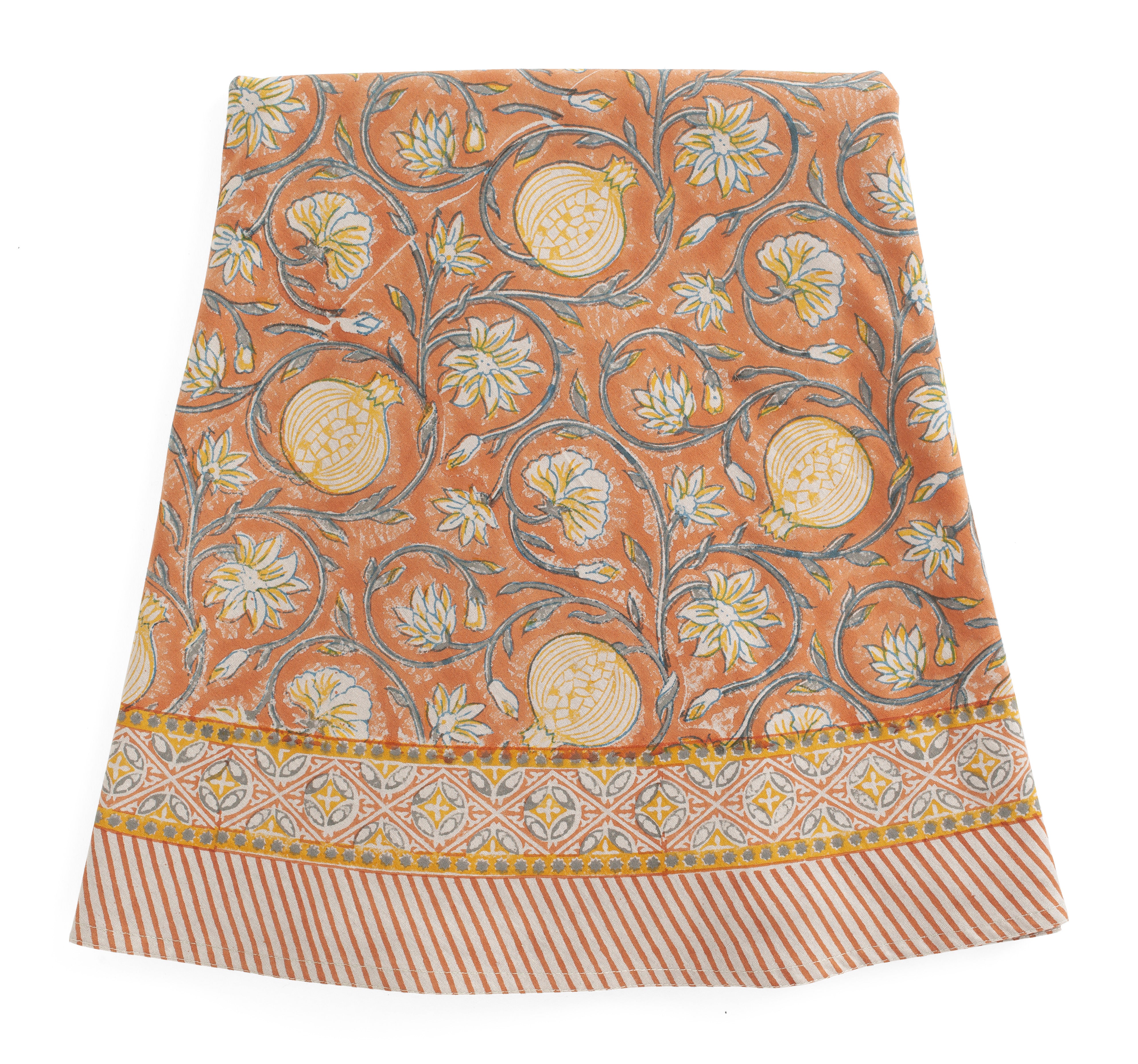 Cotton Tablecloth Tangier Pomegranate - Rust & Grey