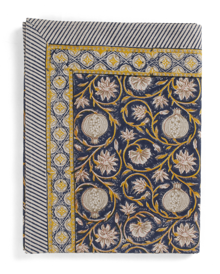 Cotton Tablecloth Tangier Pomegranate - Dark Blue & Ochre