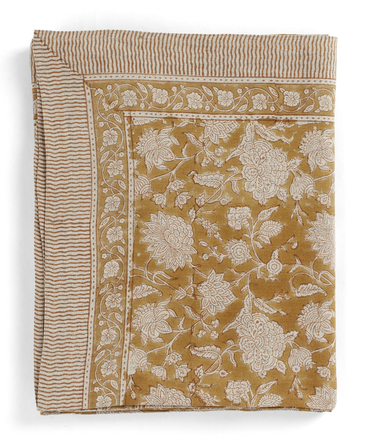 Linen Tablecloth Indian Rose - Ochre