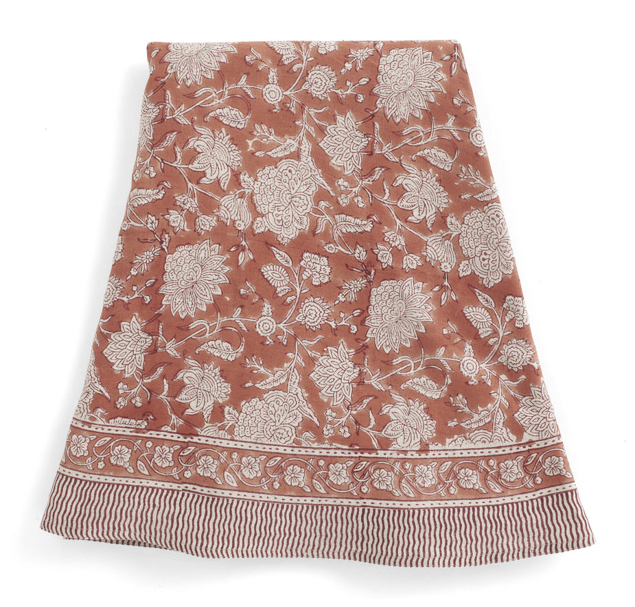 Linen Tablecloth Indian Rose - Terracotta