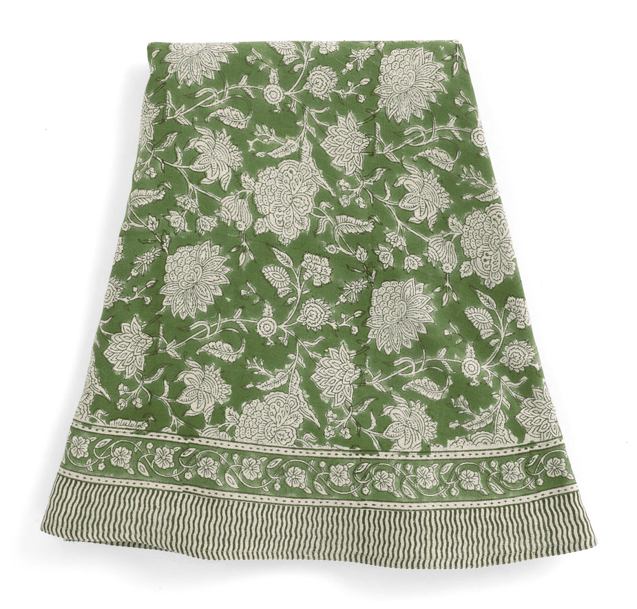 Linen Tablecloth Indian Rose - Green