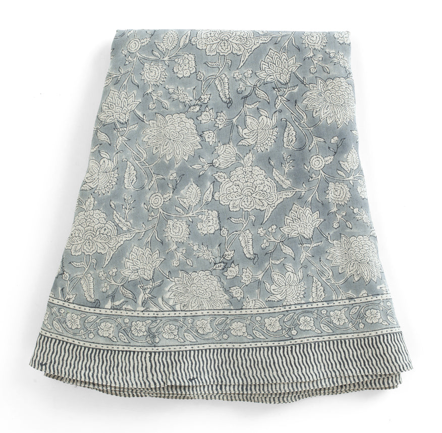Linen Tablecloth Indian Rose - Dusty Blue