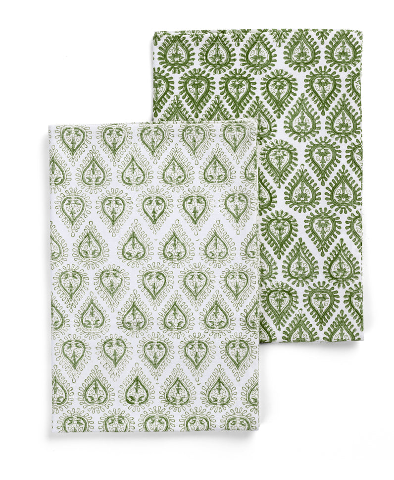 Cotton Kitchen Towel Kalini - Green Set of 2