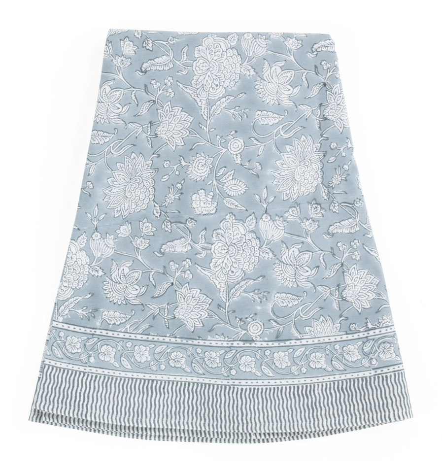 Cotton Tablecloth Indian Rose - Dusty Blue
