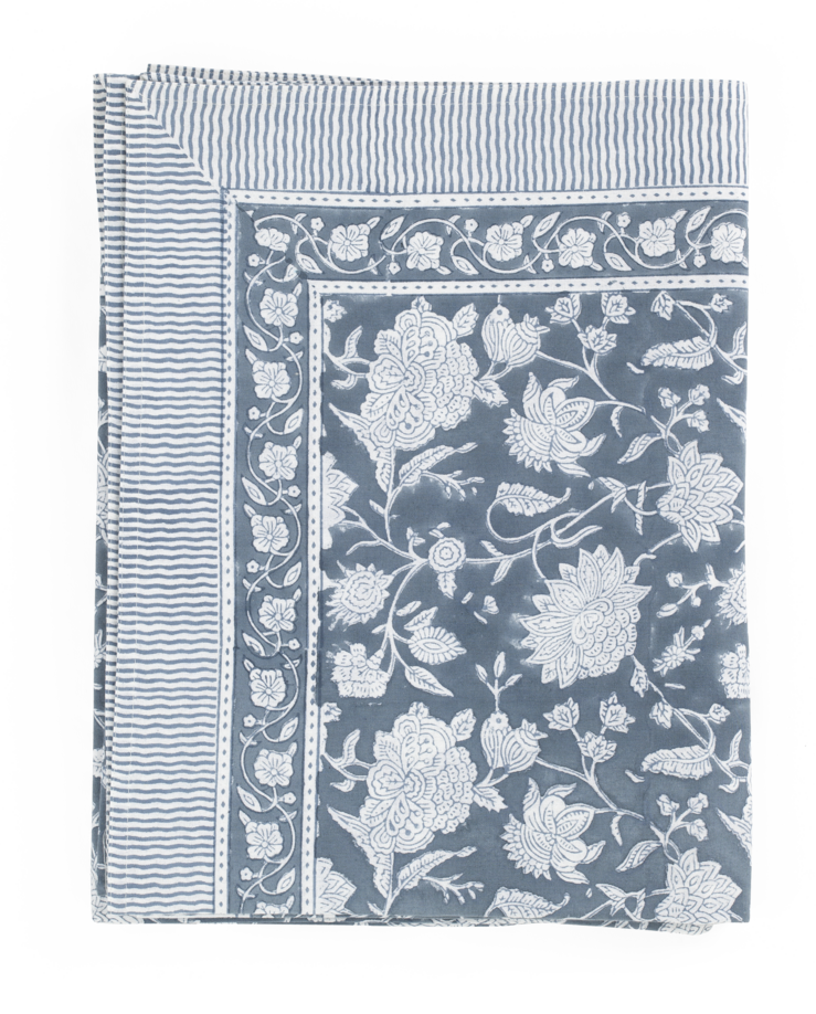 Cotton Tablecloth Indian Rose - True Navy