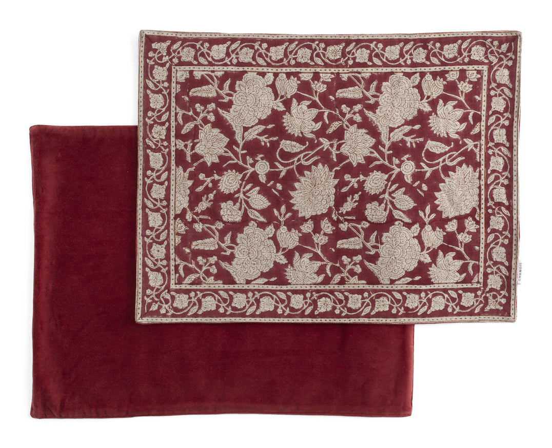 Linen Reversible Placemat Indian Rose - Red - PRE ORDER FOR SPRING