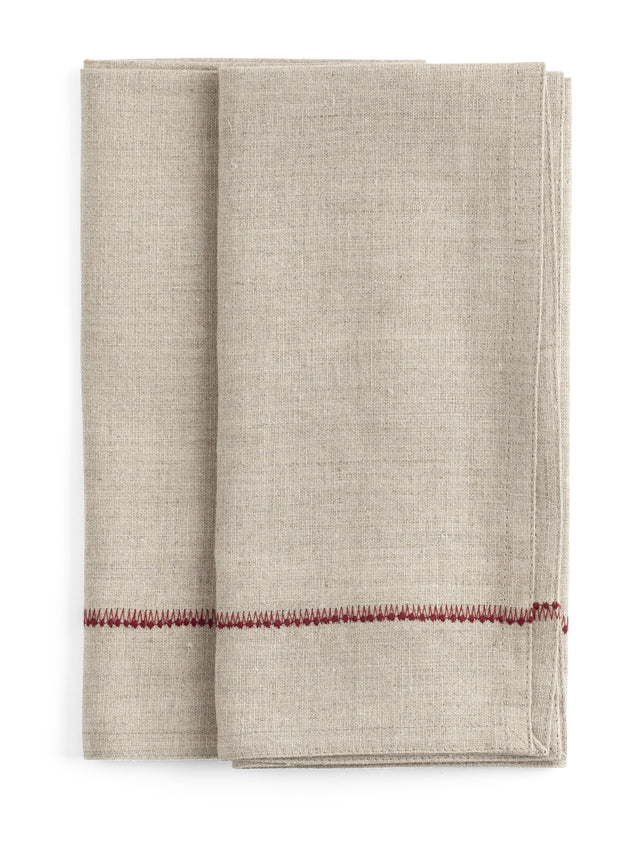 Deluxe Linen Napkin with Embroidered Edge - Natural Beige - PRE ORDER FOR SPRING