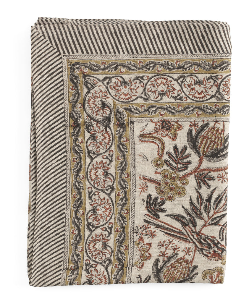 Linen Tablecloth Parrot - Rust - PRE ORDER FOR SPRING