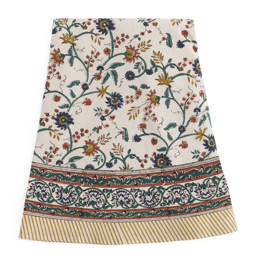 Cotton Tablecloth Samode - Ochre, Blue & Green - PRE ORDER FOR SPRING