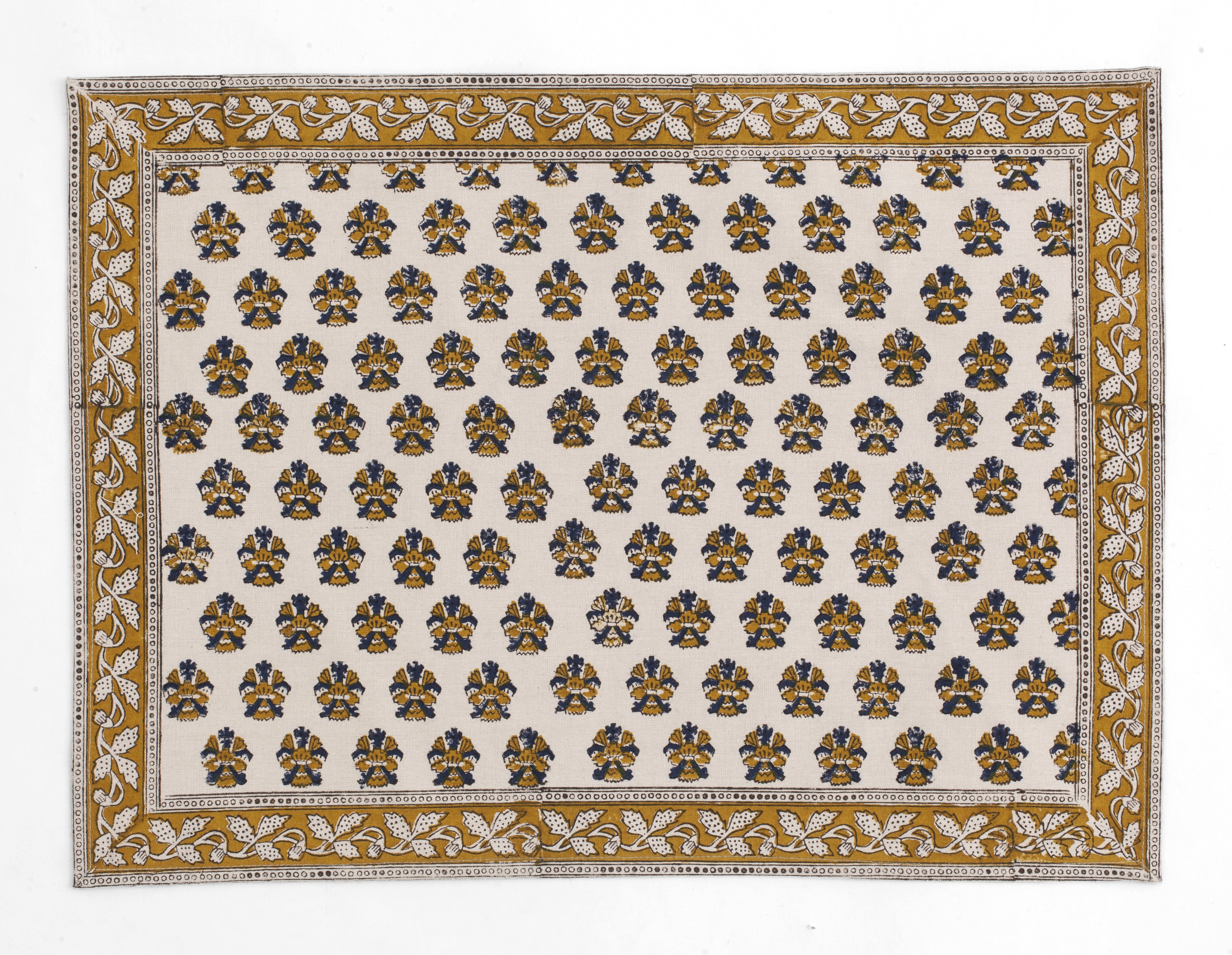 Cotton Placemat Samode Butti - Ochre & Blue