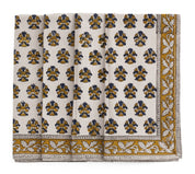 Cotton Napkin Samode Butti - Ochre & Blue - PRE ORDER FOR SPRING