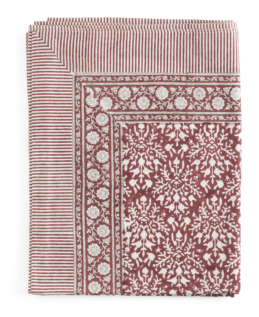 Organic Cotton Tablecloth Snowflake - Red & White - PRE ORDER FOR SPRING