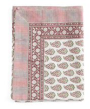 Organic Cotton Tablecloth Persian Paisley - Red, Green & White - PRE ORDER FOR SPRING