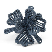 Napkin Ring Flower Raffia - Blue - Set of 2
