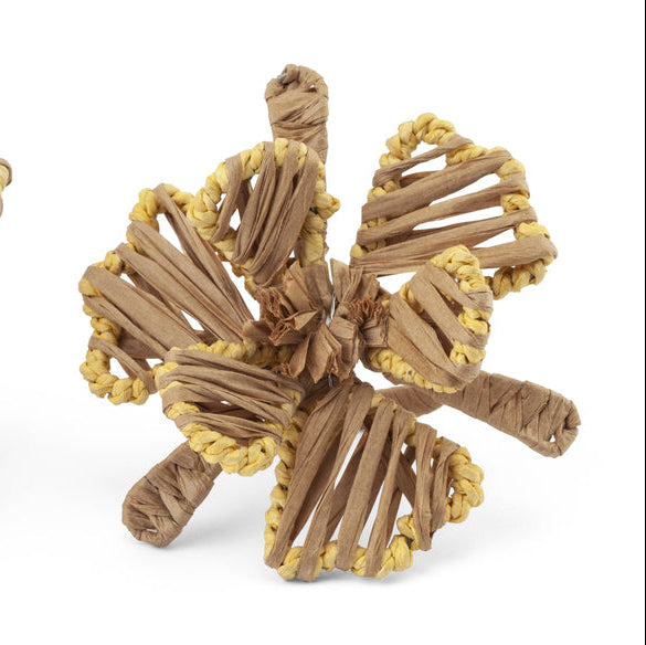 Napkin Ring Flower Raffia - Natural - Set of 2