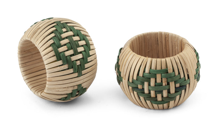 Napkin Ring Woven Raffia - Green - Set of 2 - PRE ORDER FOR SPRING