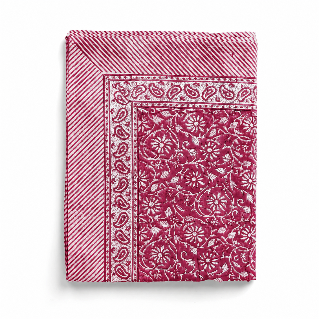 Cotton Tablecloth Margerita Design - Cherry Red