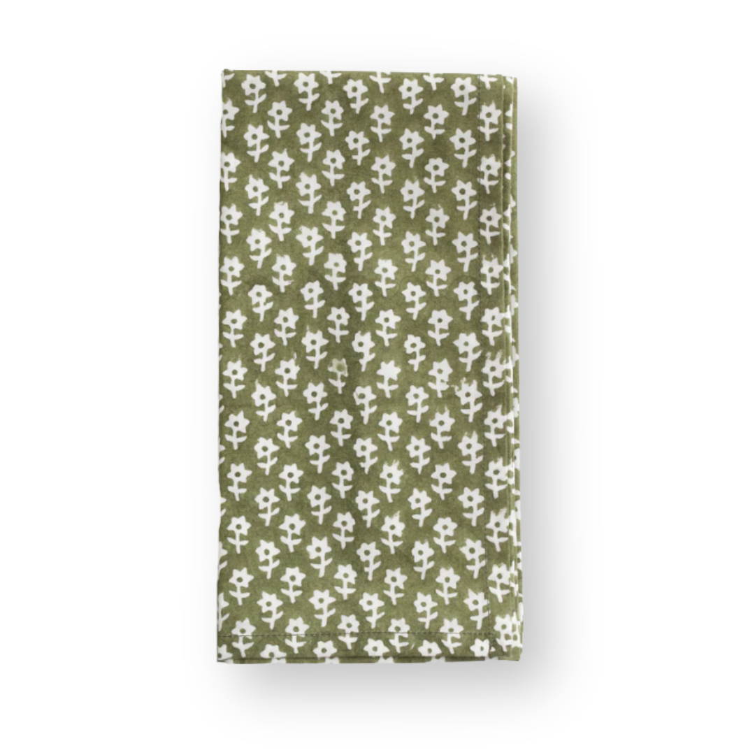 Organic Cotton Napkin Dancing Star - Green