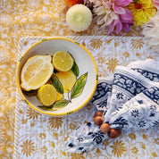 Cotton Napkin Margerita Design with border - Navy Blue