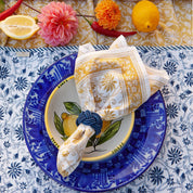 Cotton Napkin Margerita Design with border - Yellow Olive