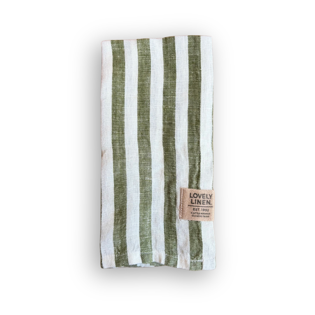 Misty Linen Napkin Stripe or Check - Green