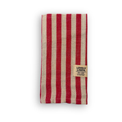 Misty Cotton/Linen Napkin Stripe or Check - Real Red