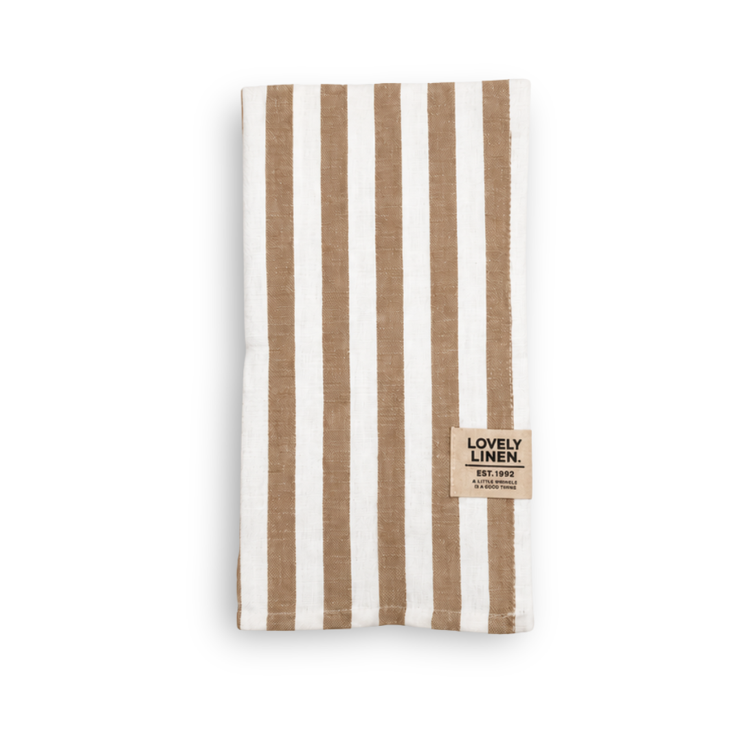 Misty Cotton/Linen Napkin Stripe or Check - Almond