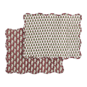 Organic Cotton Reversible Quilted Placemat Paisley& Hyacinth - Red & Green