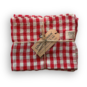 Misty Linen Table Runner Stripe or Check - Real Red