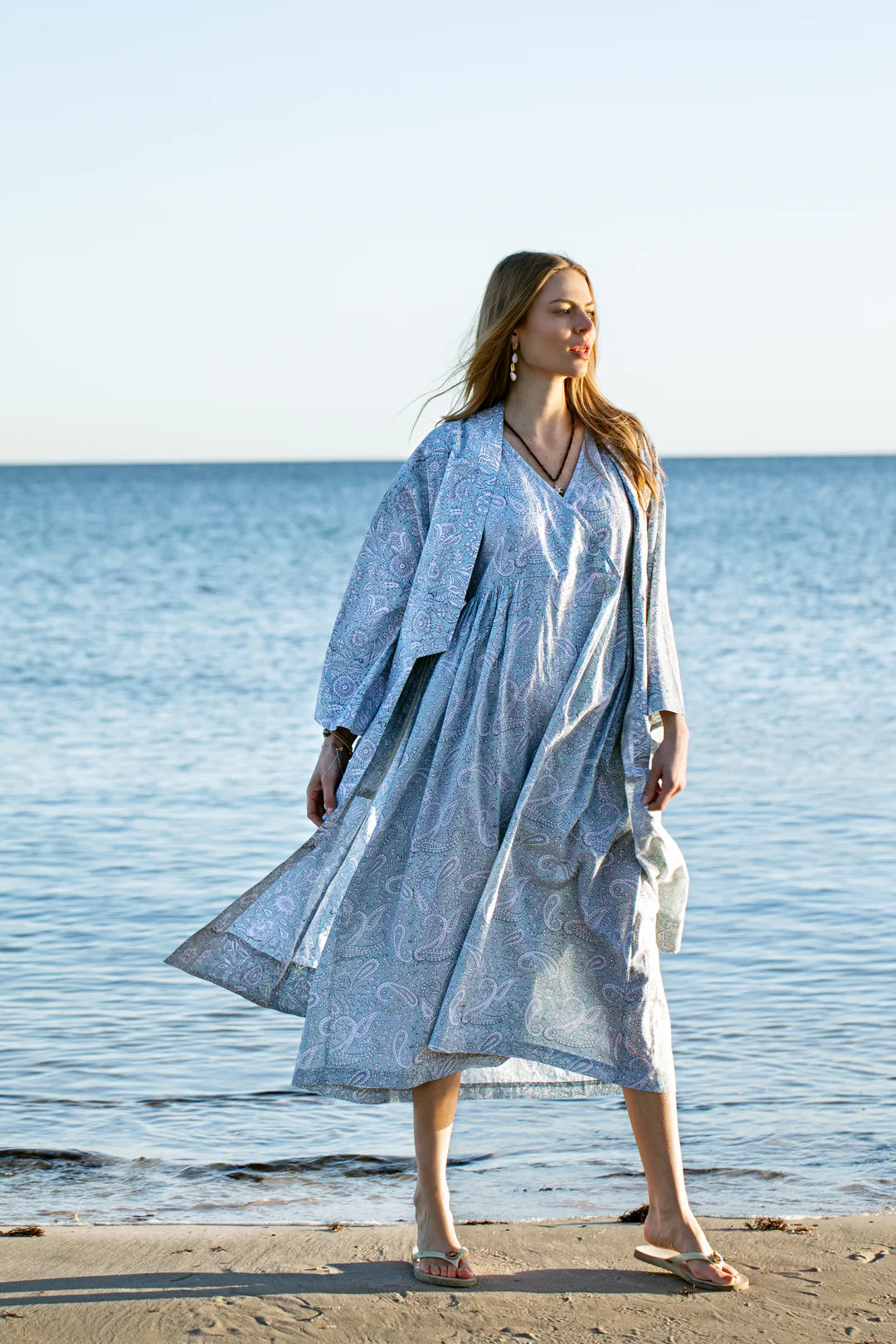 Cotton Samurai Coat Secret Garden Design - Cashmere Blue