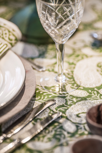 Cotton Tablecloth Big Paisley Design - Forest Green